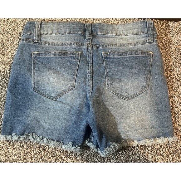 Studio V/Vigoss Denim Blue Shorts Yellow White Flowers Frayed Hem Girls 10 - Picture 4 of 4